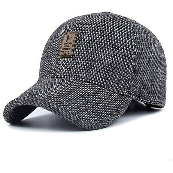 GZWYHT Baseball Caps,Trucker Hats Men Winter Earflap Baseball Cap Style Cotton Suitable for Winter Outdoor Running Running Hat,Unisex Baseball Cap Grey