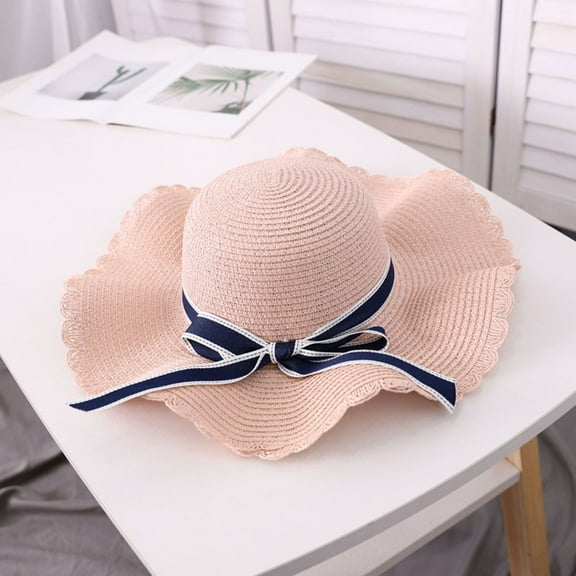 GZWYHT Baseball Caps,Trucker Hats Women Summer Big Straw Hat Sun Floppy Wide Hats New Bowknot Folding Beach Cap Sun Hats,Straw Hats Pink