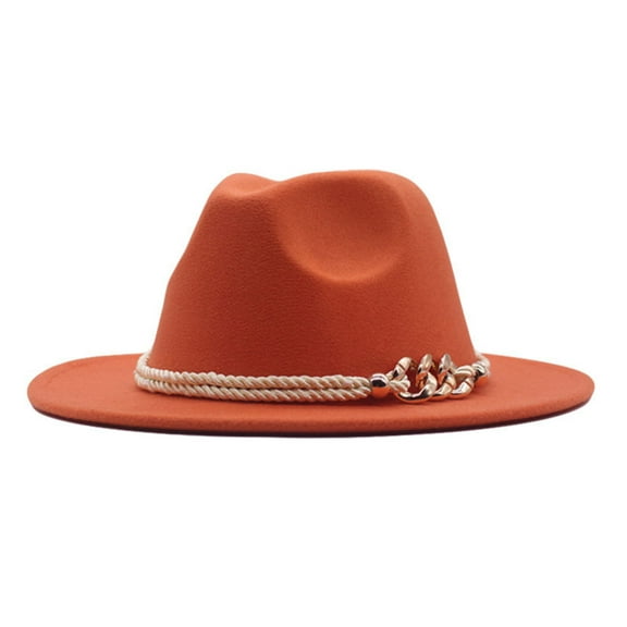 GZWYHT Baseball Caps,Trucker Hats Womens Classic Wide Floppy Panama Hat Belt Buckle Wool Fedora Hat Running Hat,Unisex Baseball Cap Orange
