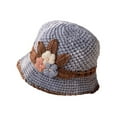 thumbnail image 1 of GZWYHT Beanies,Beanie Hats French Thicken Women's Flowers Knitted Woolen Hat Warm And Windproof Knitted Crochet Flower Knitting Hat Winter Hats,Hats for Women Grey, 1 of 4
