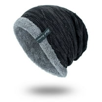 GZWYHT Beanies,Beanie Hats Men Unisex Solid Outdoor Hat Knitting Hat Winter Plush Warm Knit Hat Winter Hats,Hats for Men Black