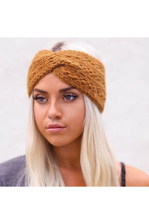 Beanies,Beanie Hats New Women Girls Headbands Winter Cross Headband Ear Warmer Head Wraps Winter Hats,Hats for Women Brown