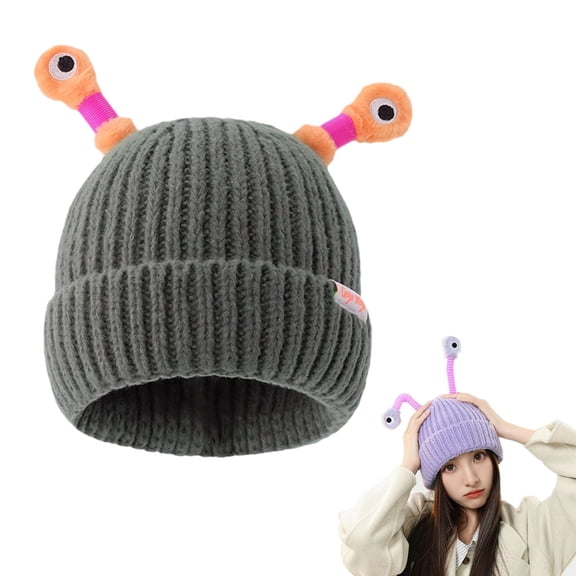 GZWYHT Beanies,Beanie Hats Parent Child Cute Glowing Little Knit Hat Funny Handmade Hat With Big Eye Can Be Stretched Winter Hats,Hats for Women Grey