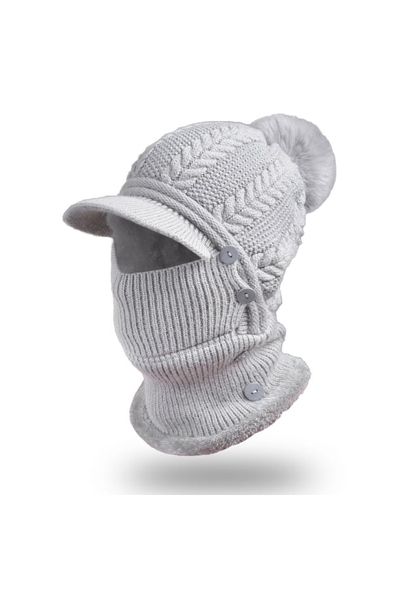 Beanies,Beanie Hats Winter Women Knitted Pullover Warmth Ear Protection Wool Sweater Hat Hat Winter Hats,Hats for Women Grey
