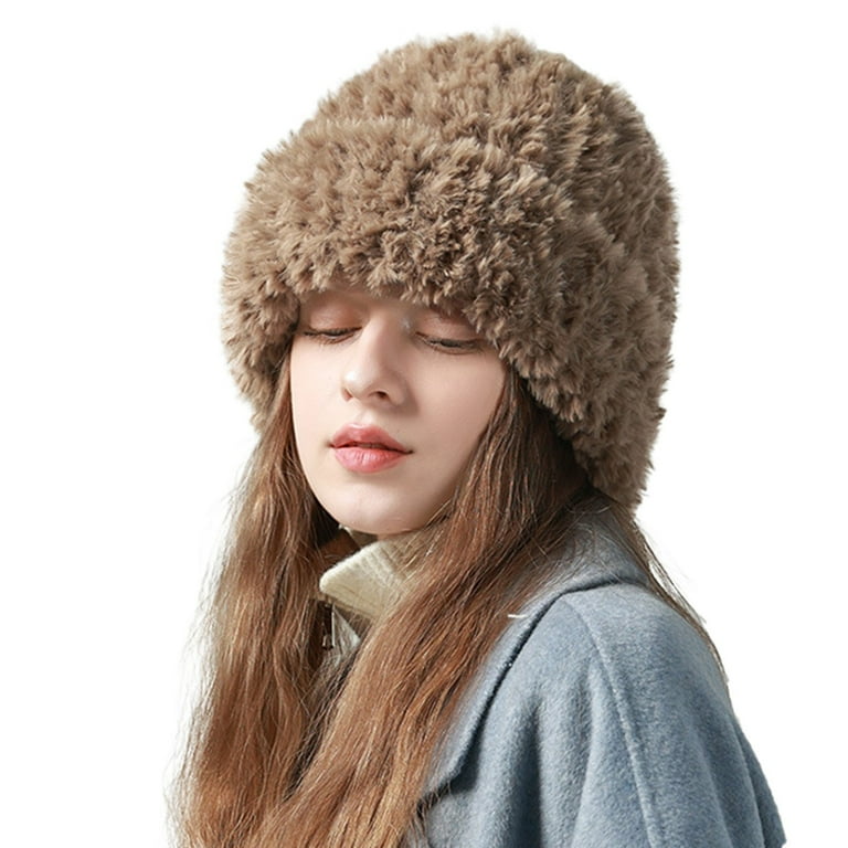 GZWYHT Beanies Beanie Hats Women s Soft Plush Slouchy Wool Cap Lazy Type Elastic Hat For Daily Wear And Warm In Autumn And Winter Winter Hats Hats for Women Coffee Walmart