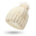 thumbnail image 1 of GZWYHT Beanies,Beanie Hats Womens Winter Knitted Beanie Hat With Faux Pom Warm Knit Cap Beanie Hats For Women Winter Hats,Hats for Women Beige, 1 of 6
