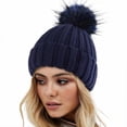 thumbnail image 1 of GZWYHT Beanies,Beanie Hats Womens Winter Knitted Hat With Faux Pom Warm Knit Cap For Women Winter Hats,Hats for Women Navy, 1 of 2