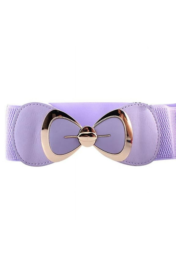 Belts for Women,Western Belts Women Fashion Bowknot Buckle Waistband Wide Elastic Stretch Waist Belt PP Work Belt,Womens Belt,Waist Belt Purple