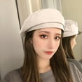 thumbnail image 1 of GZWYHT Beret Hats,French Style Beanie Hats Women Beret Hat Faux Leather Beret French Beret Artist Beret Cap Flat Cap,Visor Beret Beige, 1 of 7