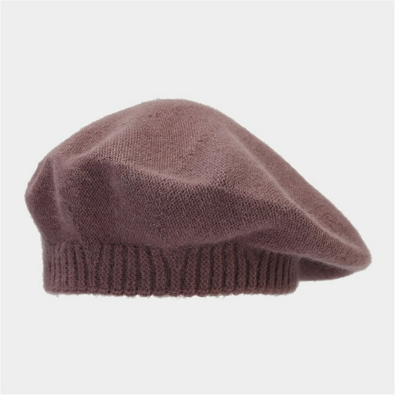 GZWYHT Beret Hats,French Style Beanie Hats Women's Solid Color Knitted Wool Warm Beret Casual Shade Fall And Winter Hat Flat Cap,Visor Beret A