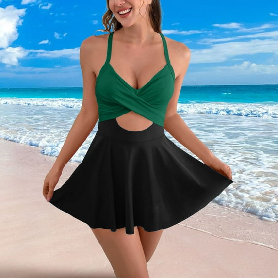 GZWYHT One Piece Swimsuit Women Swim Suits for Women 2025 Women's Totanchini Skirt Swimsuit With Breast Pad Bathing Suit for Women Bikini Sets for Women AG L