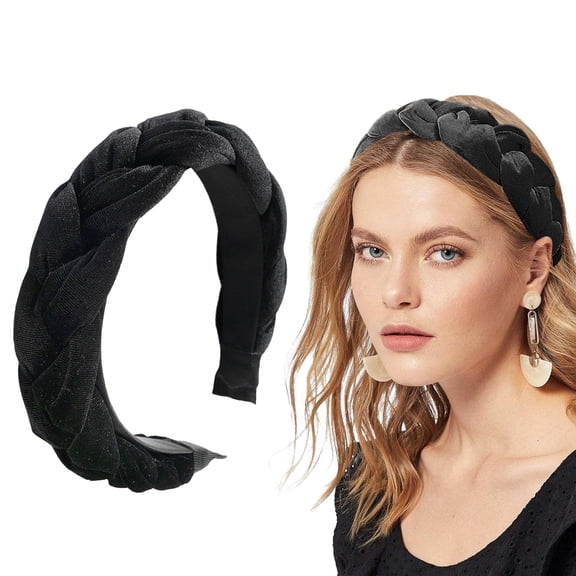 GZWYHT Braided Headbands For Women，Padded Headband Hair Bands For Women'S Hair Fancy Headbands Non-Slip Wide Hairband Hair Braid Headband Puffy Headband Black