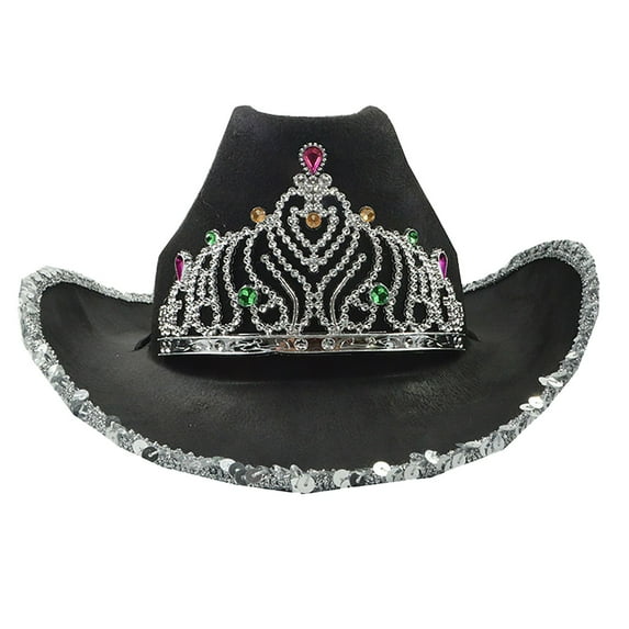 GZWYHT Bucket Hats,Sun Hats Women's Sequin Crown Cowboy Hat Western Cowboy Hat Wide Brim Hats,Beach Hats Black