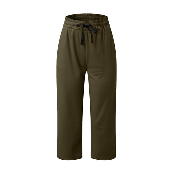 GZWYHT Capri Pants,Summer Pants,Women's YogaTrousers And 3/4 Trousers With Pockets Workout Work Trousers,High Waisted Pants,Pants for Women,Palazzo Pants,Army Green,4XL