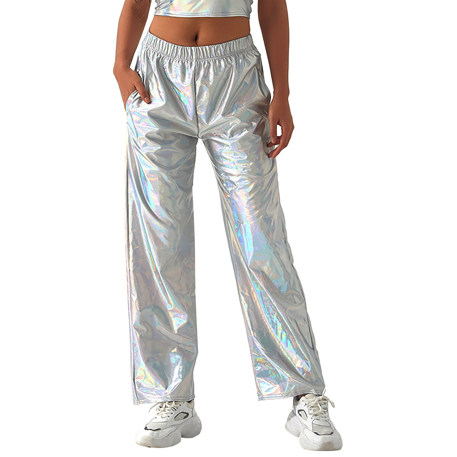 GZWYHT Cargo Pants Women,Work Pants,Women's Metallic Shiny Trousers ...