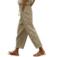thumbnail image 1 of GZWYHT ，Casual Straight Leg Capri Pants Solid Color Lightweight Breathable Summer Beach Pants Elastic Waist Beach Trousers With Pockets，Brown M, 1 of 6