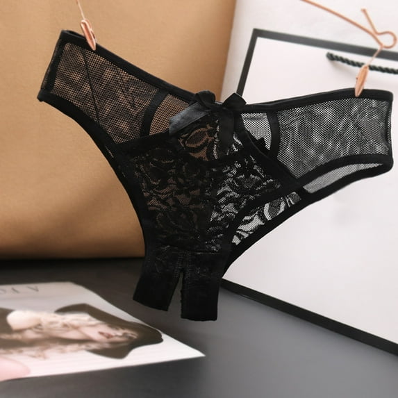 GZWYHT Cheeky Underwear No Show Underwear,Women's Sexy Underpants Open Crotch Panties Low Waist Lace Briefs Underwear,Womens Underwear,Sexy Underwear,Seamless Underwear,Black One Size