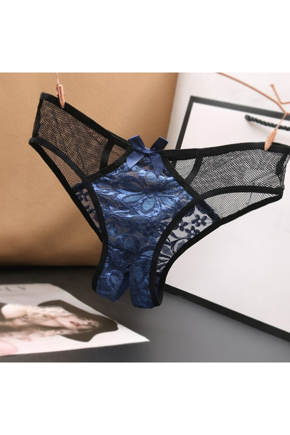 Cheeky Underwear No Show Underwear,Women's Sexy Underpants Open Crotch Panties Low Waist Lace Briefs Underwear,Womens Underwear,Sexy Underwear,Seamless Underwear,Blue One Size