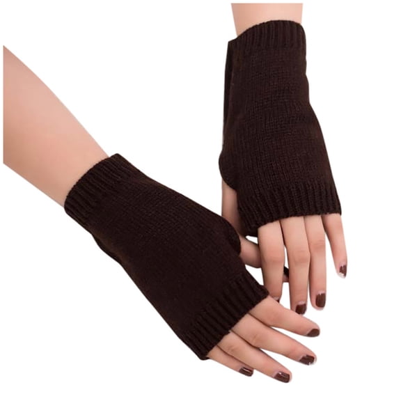 GZWYHT Compression Gloves，Winter Warm Knit Fingerless Gloves Soft Stretchy Mittens With Thumb Hole Working Running Biking Driving For Men And Women