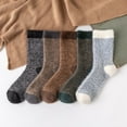 thumbnail image 1 of GZWYHT Crew Socks,Fuzzy Socks Men Warm Wool Socks Thick Winter Warm Striped Wool Boat Socks Knee High Stockings,Wool Socks,Dress Socks Black, 1 of 9