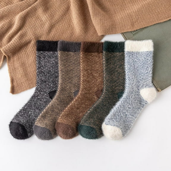 GZWYHT Crew Socks,Fuzzy Socks Men Warm Wool Socks Thick Winter Warm Striped Wool Boat Socks Knee High Stockings,Wool Socks,Dress Socks Black