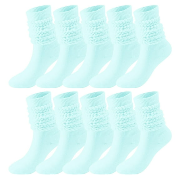 GZWYHT Crew Socks,Knee High Stockings 5 Pairs Soild Color Socks Women Thigh High Boot Socks Soft Scrunch Socks Dress Socks,Slouch Socks,Cute Socks Light blue