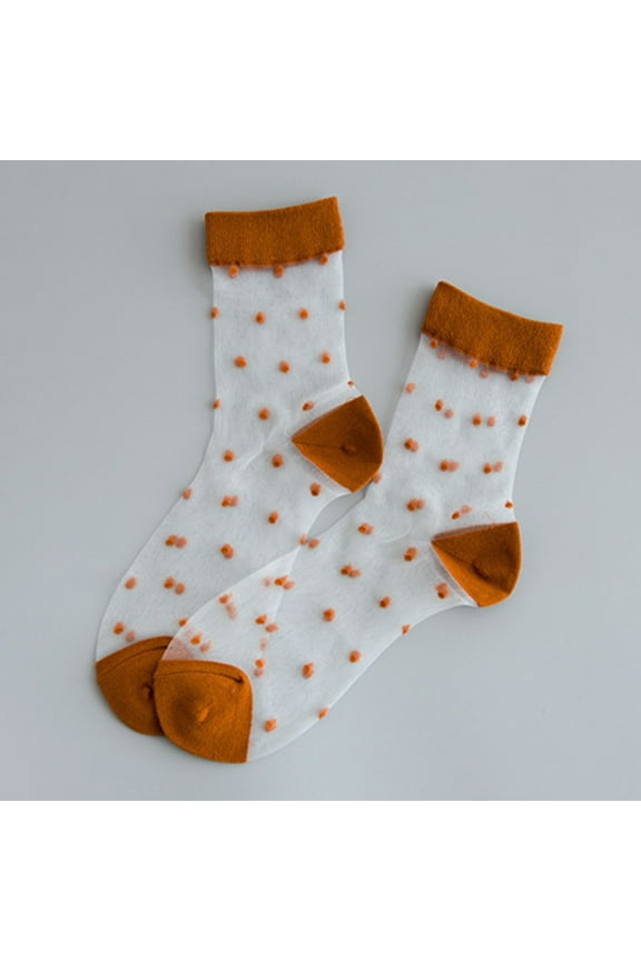 Crew Socks,Knee High Stockings Women Spring And Summer Tube Stockings Stockings Polka Dot Transparent Comfortable Stockings Dress Socks,Slouch Socks,Cute Socks Yellow 2