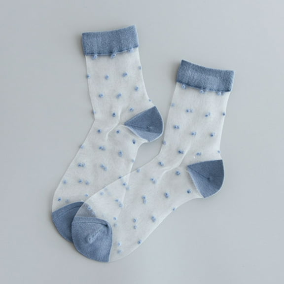 GZWYHT Crew Socks,Knee High Stockings Women Spring And Summer Tube Stockings Stockings Polka Dot Transparent Comfortable Stockings Dress Socks,Slouch Socks,Cute Socks Light blue