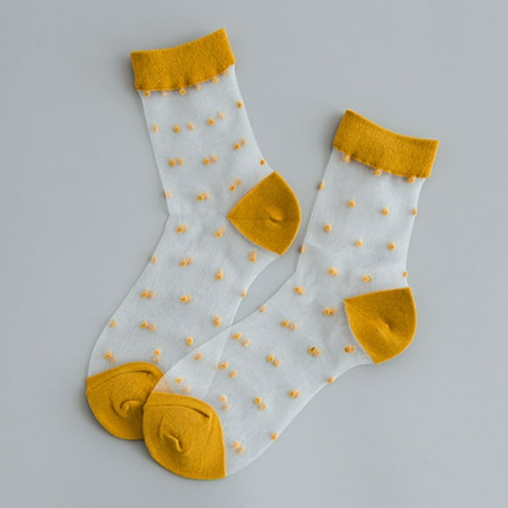 GZWYHT Crew Socks,Knee High Stockings Women Spring And Summer Tube Stockings Stockings Polka Dot Transparent Comfortable Stockings Dress Socks,Slouch Socks,Cute Socks Yellow 1