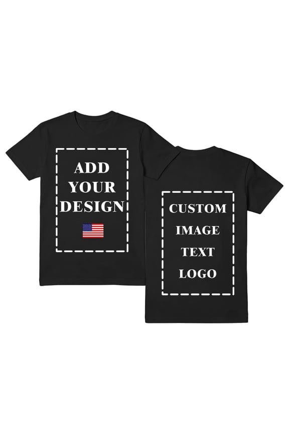 Custom Photo T-Shirts for Men Design Your Own Personalized Shirt on Front&Back Cotton Tess Customizable Text And Image Black XS