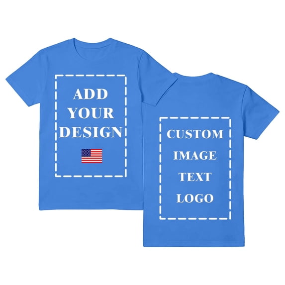 GZWYHT Custom Photo T-Shirts for Men Design Your Own Personalized Shirt on Front&Back Cotton Tess Customizable Text And Image Blue 2XL