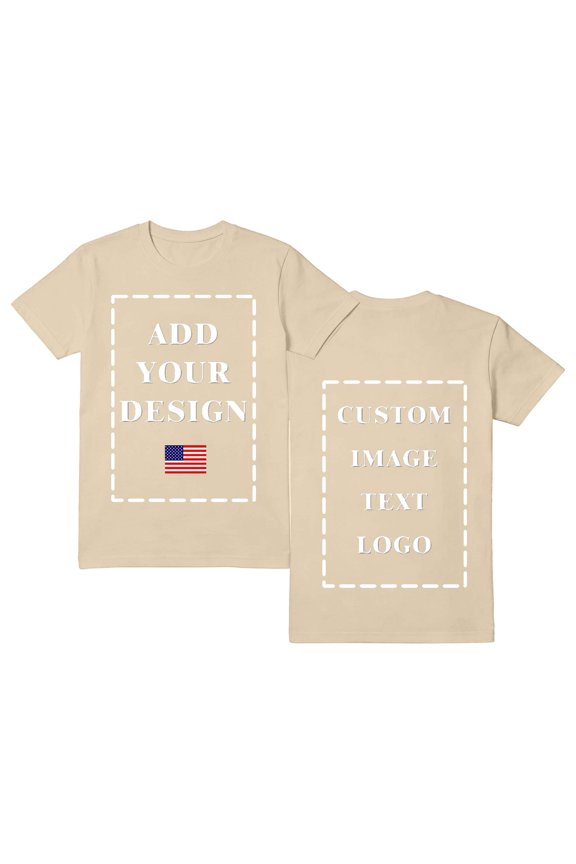 Custom Photo T-Shirts for Men Design Your Own Personalized Shirt on Front&Back Cotton Tess Customizable Text And Image Brown L