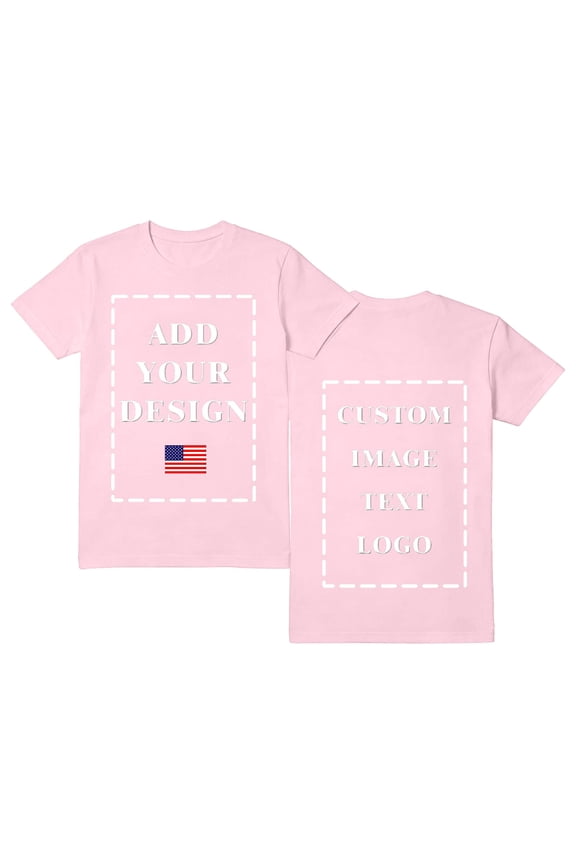 Custom Photo T-Shirts for Men Design Your Own Personalized Shirt on Front&Back Cotton Tess Customizable Text And Image Pink 3XL