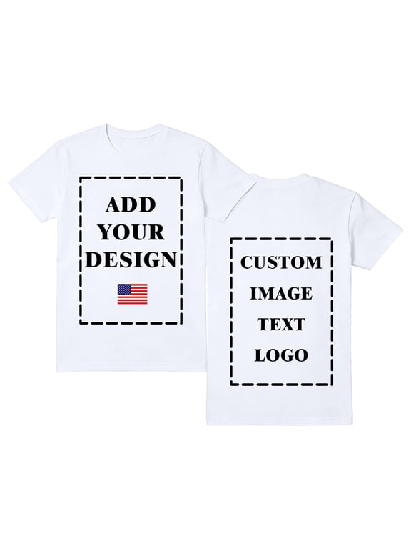 Custom Photo T-Shirts for Men Design Your Own Personalized Shirt on Front&Back Cotton Tess Customizable Text And Image White M