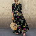 thumbnail image 1 of GZWYHT Dresses for Women 2025,Maxi Dresses Women Casual 3/4 Sleeve Floral Printed Holiday Bohemian Loose Maxi Dress Floral Dress,Boho Dresses,Blue Dress,Long Sleeve Dress S, 1 of 4