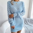 thumbnail image 1 of GZWYHT Dresses for Women 2025,Midi Dresses Casual Long Sleeve Solid Knit Turtleneck Long Puff Sleeve Ribbed Knit Short Dress Sweater Long Sleeve Dress,Casual Dresses,Blue Dress,Vacation Dresses L, 1 of 9