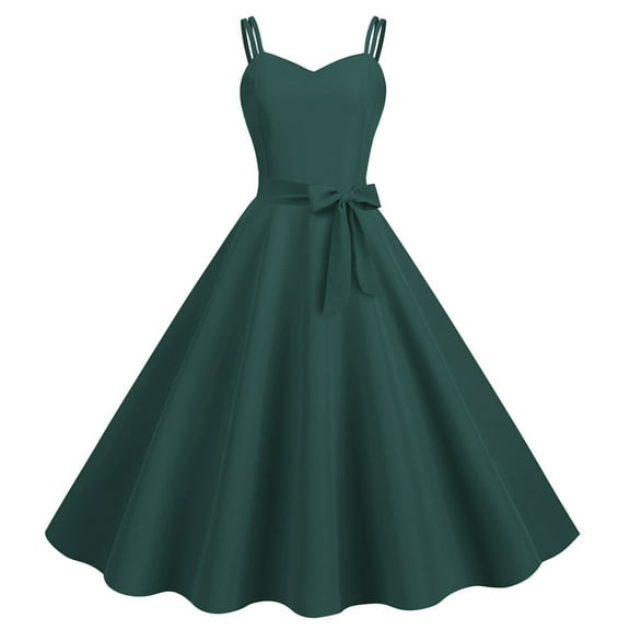 GZWYHT Dresses for Women 2025,Prom Dresses Women Casual Sleeveless 1950s Housewife Evening Party Prom Dress Womens Dresses Formal Dresses,Midi Dresses,Army Green Dress,Graduation Dress L