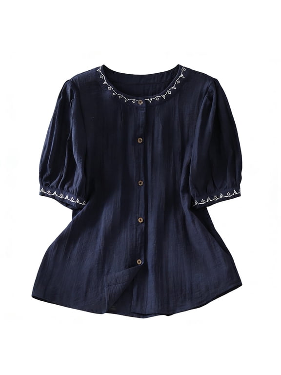 Cotton Linen Tops For Women,Womens Summer Tops Cotton Spring Tops Muslin Shirt Tunic Tops Linen Blouses For Women Gauze Popover Tops Business Casual Outfits Plus Size Gauze Tops Basic Tees