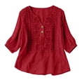 thumbnail image 1 of GZWYHT Embroidered Tops Cotton Linen Shirts，Trendy Retro Embroidered Bohemian Tops Loose Tunics Loose Fit Short Sleeve Blouses Boho Peasant Gauze Blouses Solid Color, 1 of 7