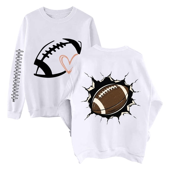 GZWYHT Football Sweatshirts for Women Crew Neck Sweatshirts Women Football Sweater Baggy Sweatshirt Nurse Sweatshirt Football Mom Shirt Mom Sweatshirt Oversized Sweatshirt,White,XL