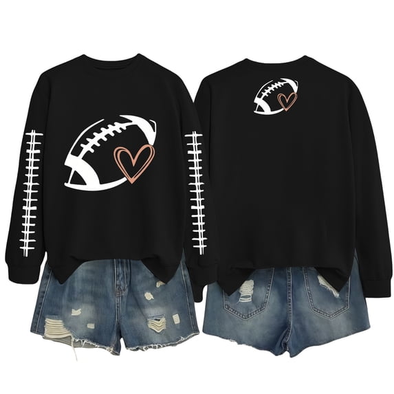 GZWYHT Football Sweatshirts for Women Lightweight Sweatshirt Crew Neck Sweatshirts Women Funny Sweatshirts Summer Sweatshirt Gym Sweatshirt Long Sleeve Football Shirts Cute Fall,Black,3XL