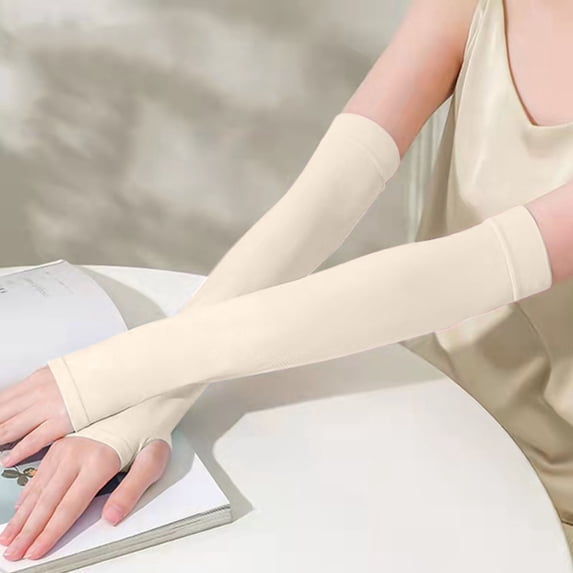 GZWYHT Gloves for Cold Weather,Winter Gloves Unisex Ice Silk Sleeves Men And Women Sunscreen Sleeves Outdoor Cycling Sleeves Fingerless Gloves,Work Gloves,Gloves for Men Beige