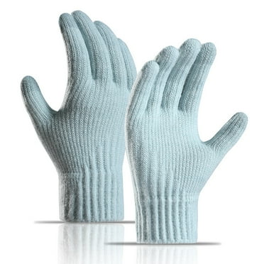 GZWYHT Gloves for Cold Weather,Winter Gloves Winter Women Keep Warm Touching Screen Knit Gloves Elastic Cuff Soft Full Finger Gloves Mitten Fingerless Gloves,Work Gloves,Gloves for Women Blue