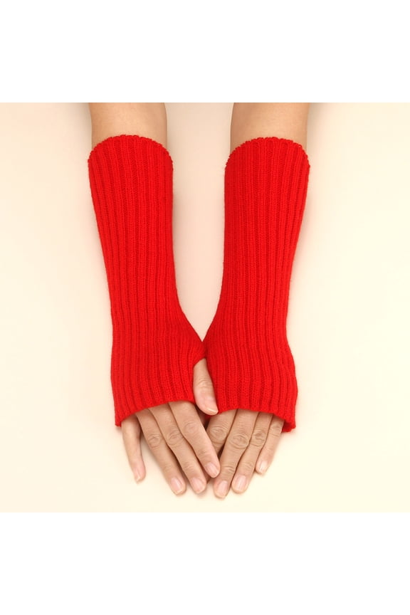 Gloves for Cold Weather,Winter Gloves Women Autumn And Winter Solid Color Multicolor Wool Long Striped Knit Half Finger Gloves Fingerless Gloves,Work Gloves,Gloves for Women Red 1