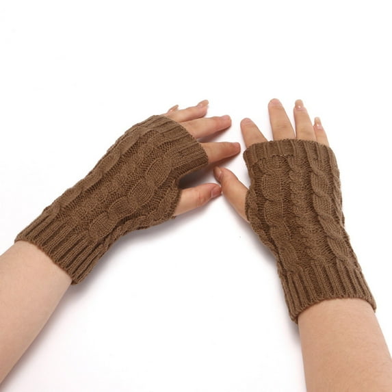 GZWYHT Gloves for Cold Weather,Winter Gloves Women Fashion Knitted Plush Twist Windproof Warm Thickened Fingered Plus Gloves Fingerless Gloves,Work Gloves,Gloves for Women Khaki