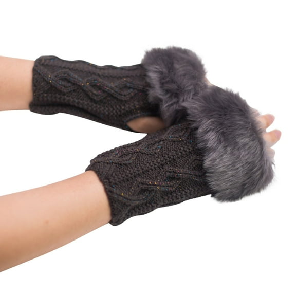 GZWYHT Gloves for Cold Weather,Winter Gloves Women'S Diamond Wool Open Finger Gloves Faux Wool Half Finger Gloves Short Gloves Fingerless Gloves,Work Gloves,Gloves for Women C