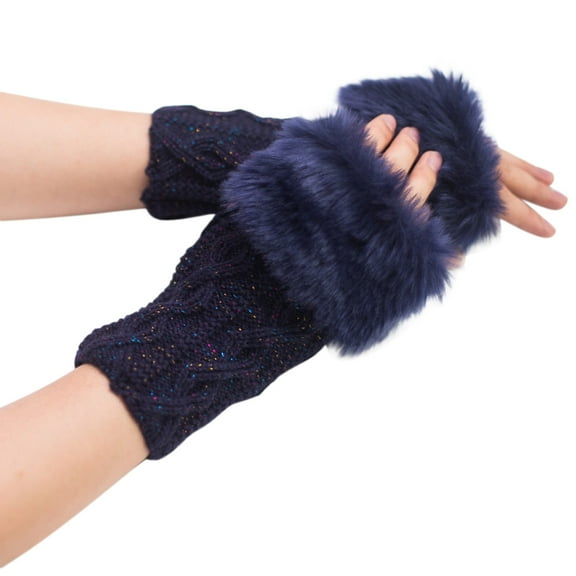 GZWYHT Gloves for Cold Weather,Winter Gloves Women'S Diamond Wool Open Finger Gloves Faux Wool Half Finger Gloves Short Gloves Fingerless Gloves,Work Gloves,Gloves for Women Blue