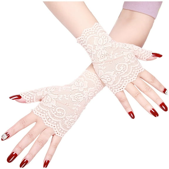 GZWYHT Gloves for Cold Weather,Winter Gloves Women Short Lace Gloves Half Finger Hole Invisible Masking Prom Gloves 1PC Fingerless Gloves,Lace Gloves,Gloves for Women White