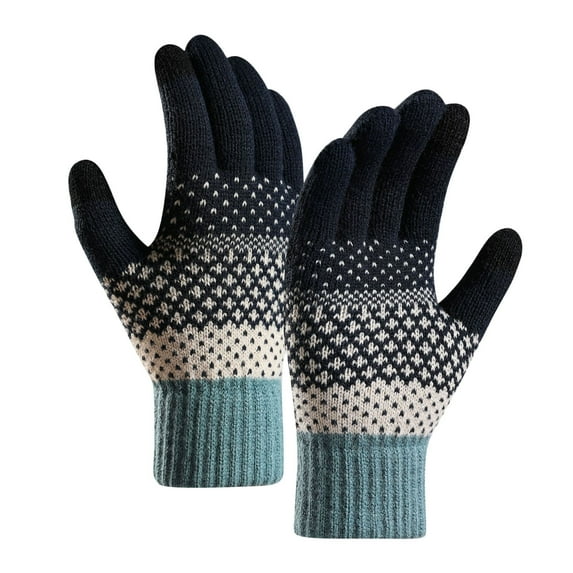 GZWYHT Gloves for Cold Weather,Winter Gloves Women Winter Screen Gloves Warm Knit Gloves Elastic Cuff Winter Texting Gloves Fingerless Gloves,Work Gloves,Gloves for Women Navy