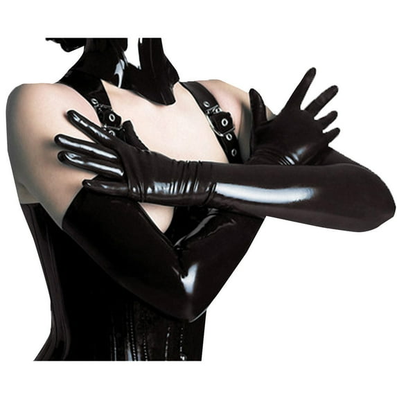 GZWYHT Gloves for Cold Weather,Winter Gloves Women Girl Leather Hip-hop Super Long Gloves Fingerless Gloves,Work Gloves,Gloves for Women Black